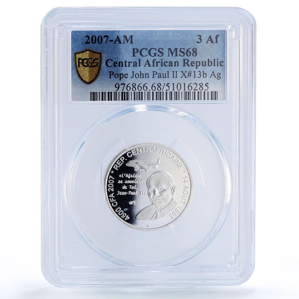 C. African Republic 4500 CFA John Paul II IDAC 3 Africa MS68 PCGS AG coin 2007