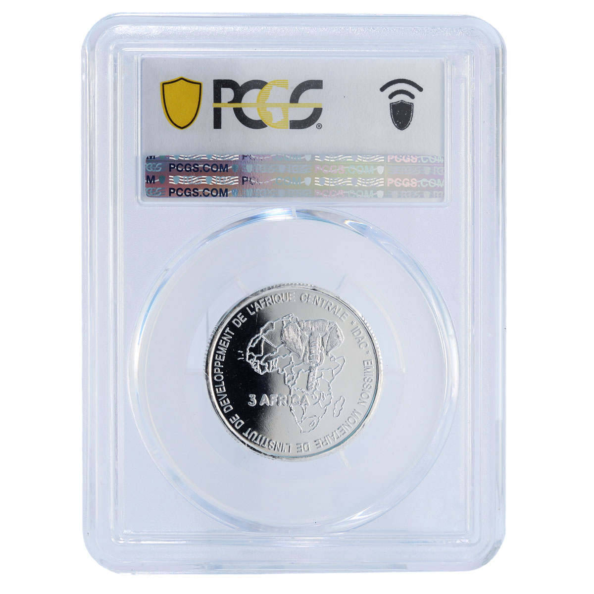 Congo 4500 francs John Paul II IDAC 3 Africa Elephant MS67 PCGS silver coin 2007
