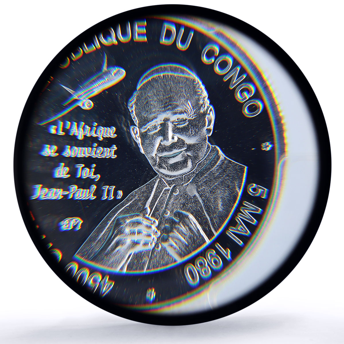 Congo 4500 francs John Paul II IDAC 3 Africa Elephant MS67 PCGS silver coin 2007