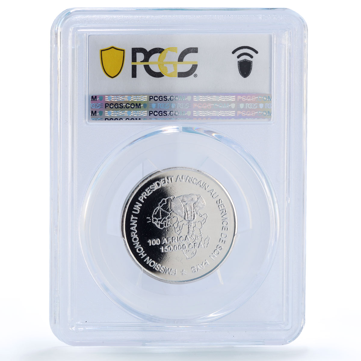 Ivory Coast 150000 francs Gbagbo 100 Africa Elephant MS67 PCGS silver coin 2003
