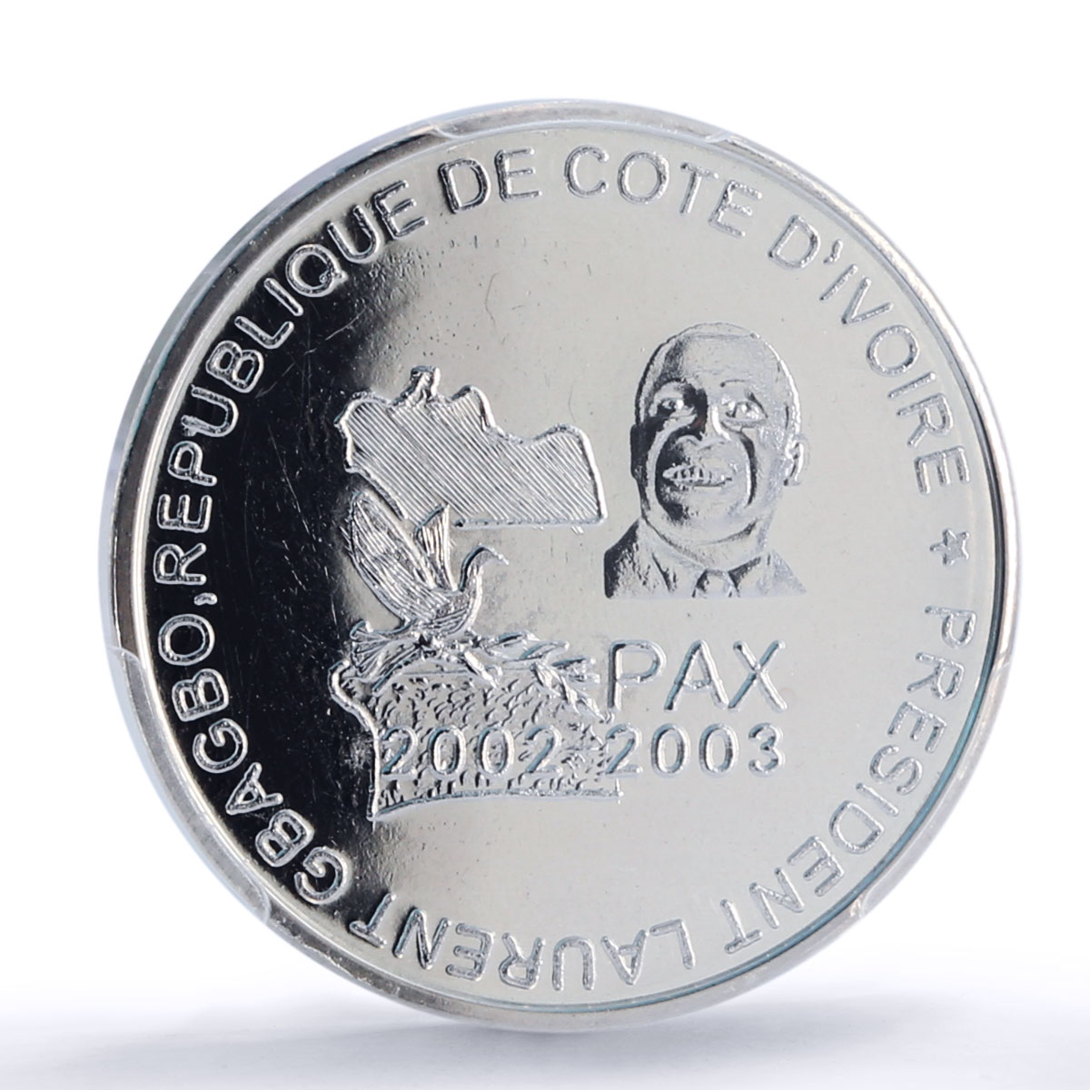 Ivory Coast 150000 francs Gbagbo 100 Africa Elephant MS67 PCGS silver coin 2003