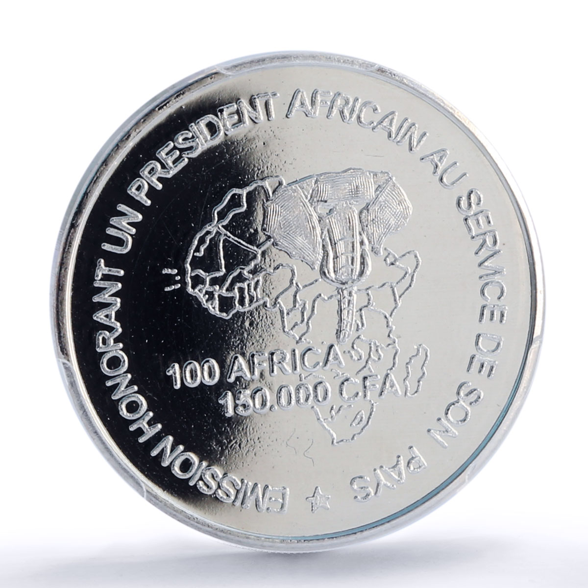 Ivory Coast 150000 francs Gbagbo 100 Africa Elephant MS67 PCGS silver coin 2003