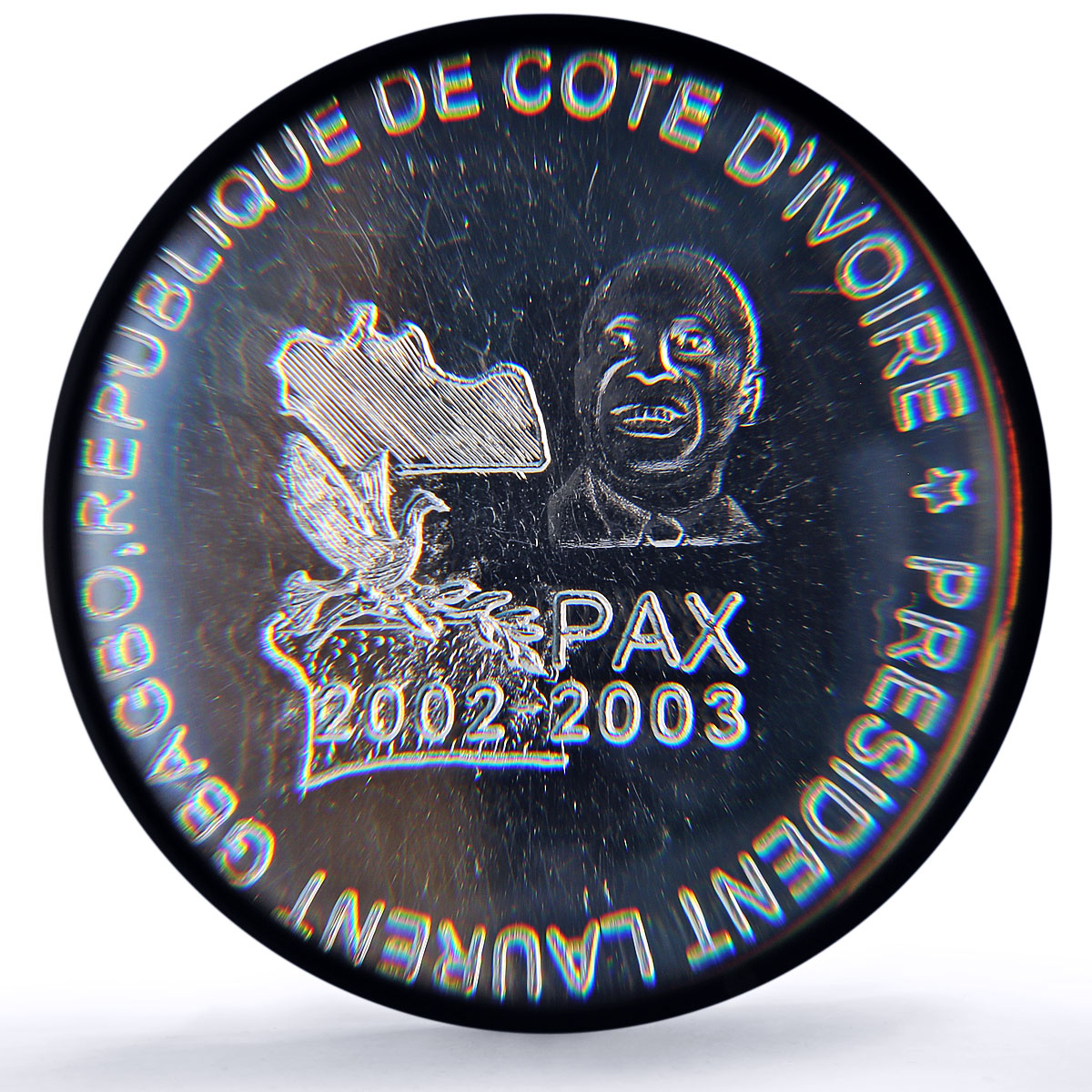 Ivory Coast 150000 francs Gbagbo 100 Africa Elephant MS67 PCGS silver coin 2003