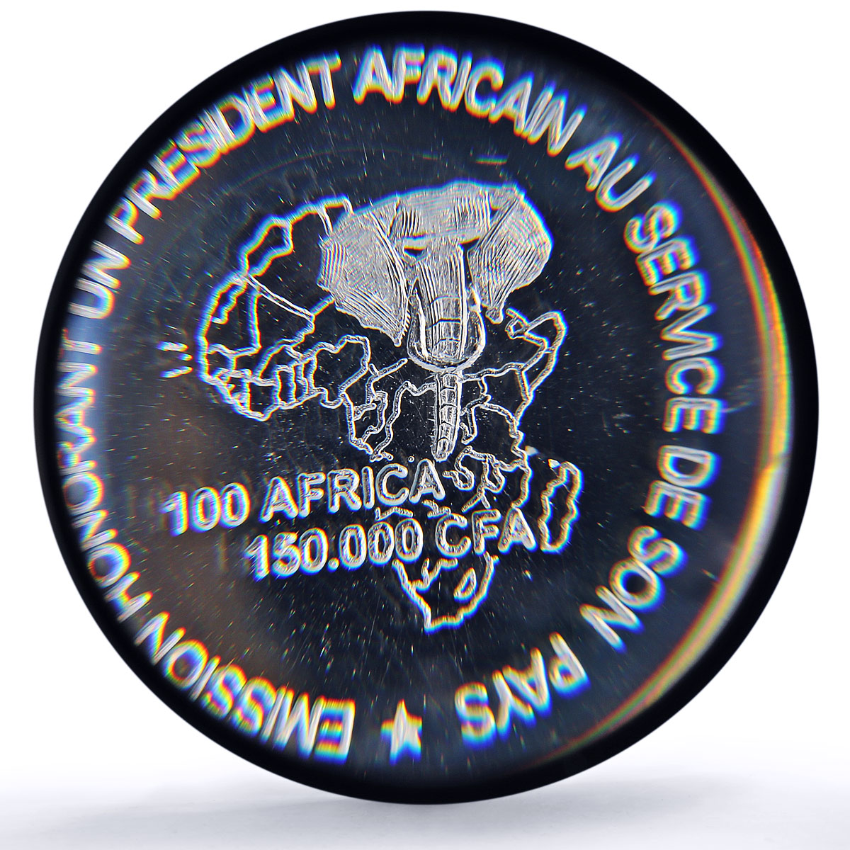 Ivory Coast 150000 francs Gbagbo 100 Africa Elephant MS67 PCGS silver coin 2003