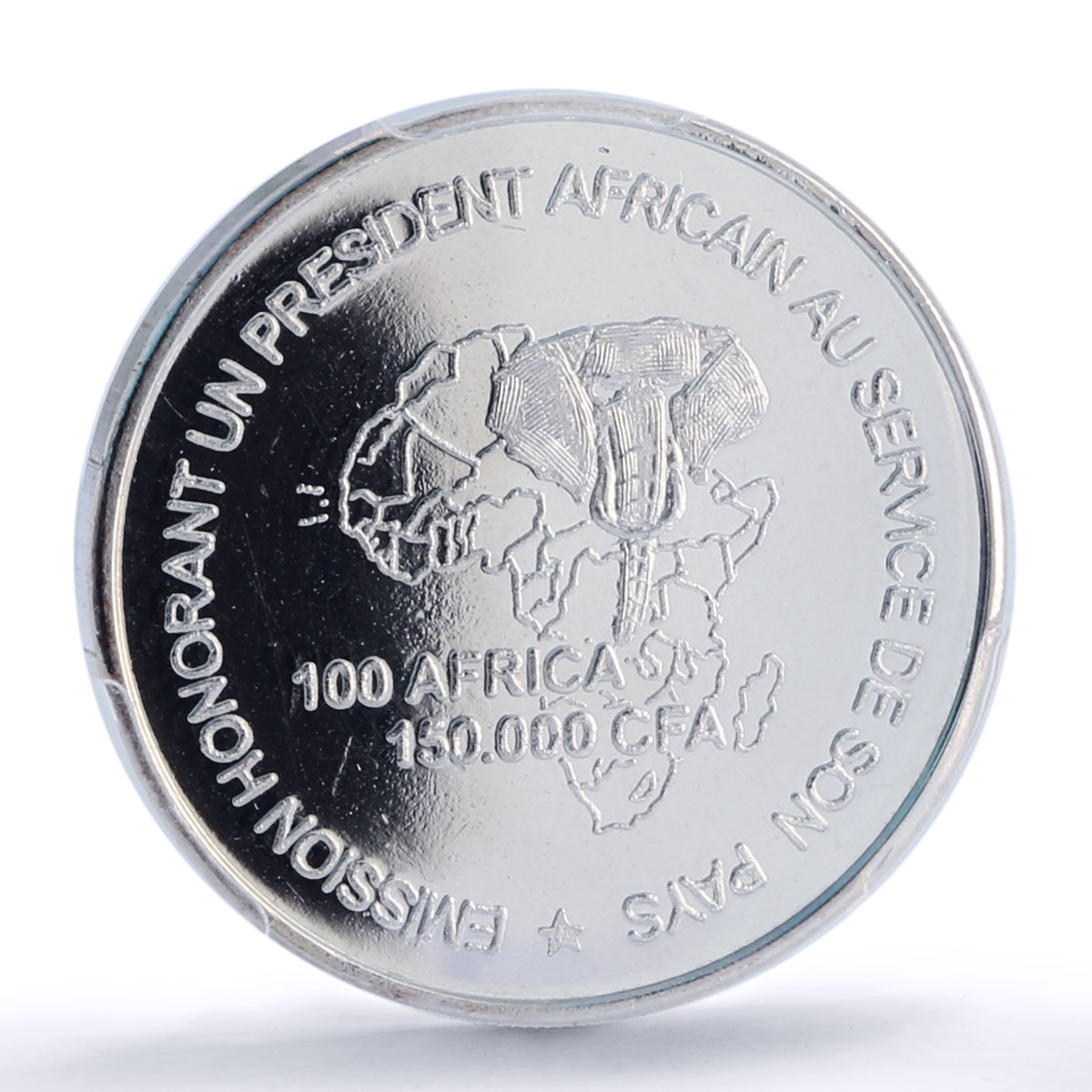 Cameroon 150000 francs Pres. Biya 100 Africa Elephant MS67 PCGS silver coin 2003
