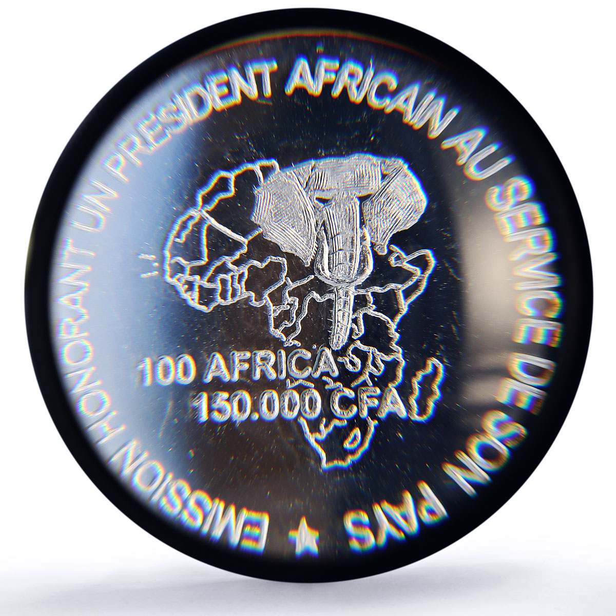 Cameroon 150000 francs Pres. Biya 100 Africa Elephant MS67 PCGS silver coin 2003