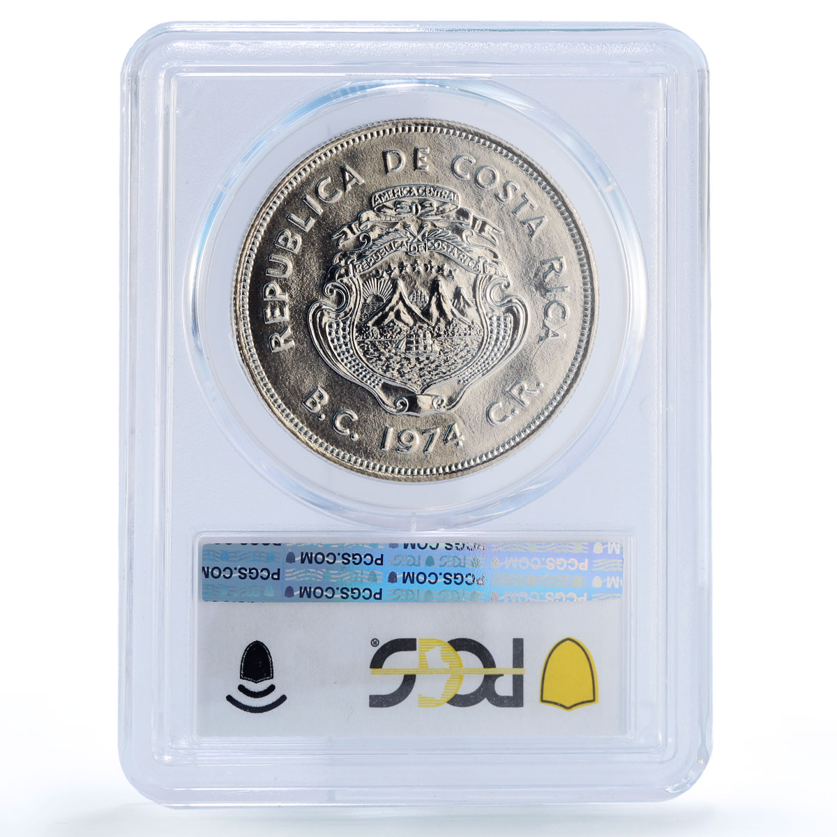 Costa Rica 50 colones Green Turtle Conservation Fauna MS69 PCGS silver coin 1974