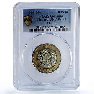 Mexico 10 pesos Republic Coinage Aztec Sun Stone UNC PCGS bimetal coin 1999
