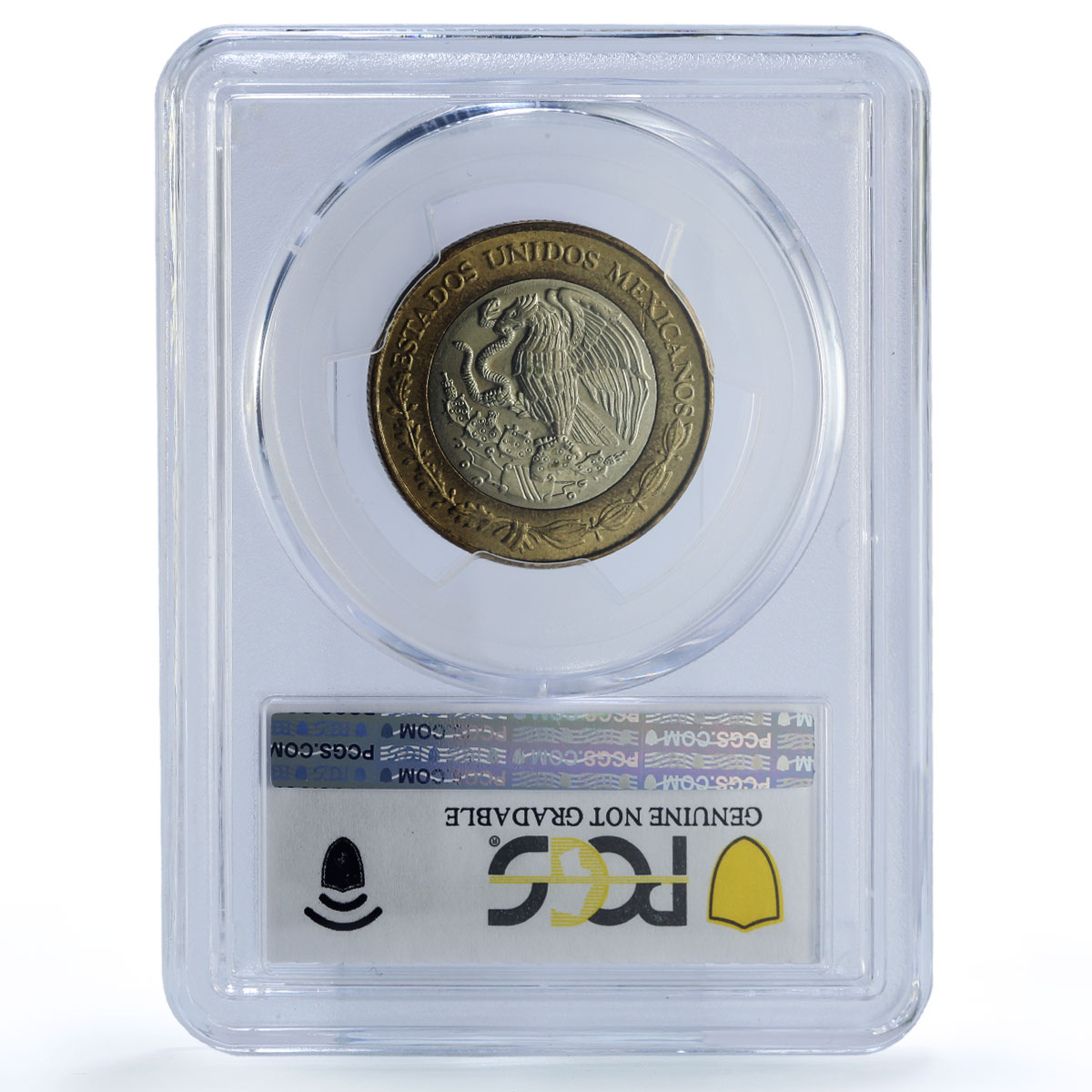 Mexico 10 pesos Republic Coinage Aztec Sun Stone UNC PCGS bimetal coin 1999