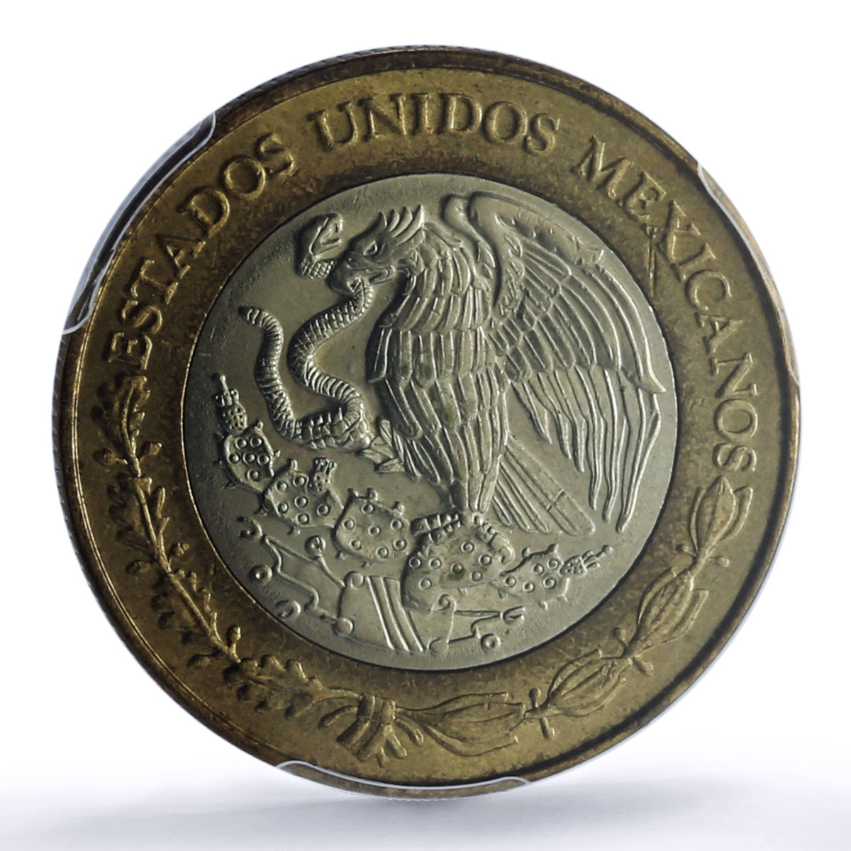 Mexico 10 pesos Republic Coinage Aztec Sun Stone UNC PCGS bimetal coin 1999