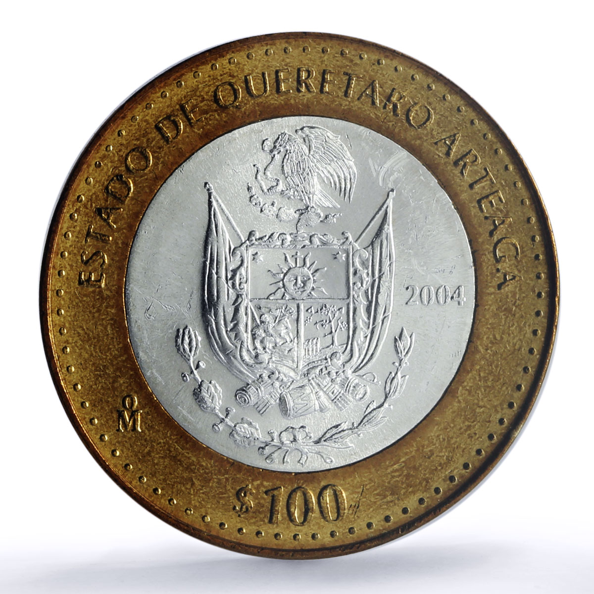 Mexico 100 pesos Estado Queretaro State Federation MS64 PCGS bimetal coin 2004