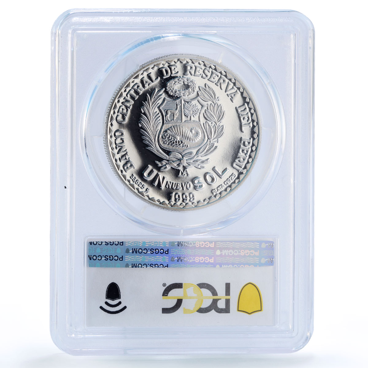 Peru 1 sol Peace Accords Brasilia Dove Ecuador Bird PR69 PCGS silver coin 1999
