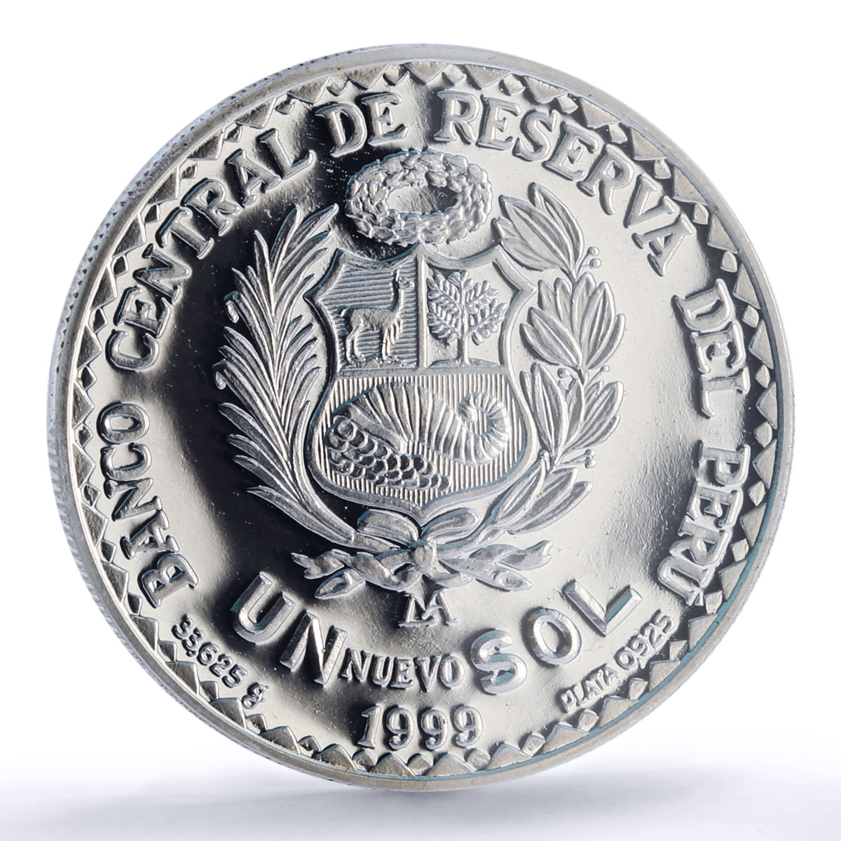 Peru 1 sol Peace Accords Brasilia Dove Ecuador Bird PR69 PCGS silver coin 1999