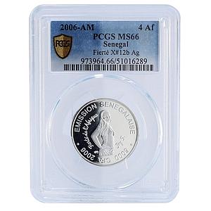 Senegal 6000 CFA Fierte Pride Girl IDAO 4 Africa Elephant MS66 PCGS AG coin 2006