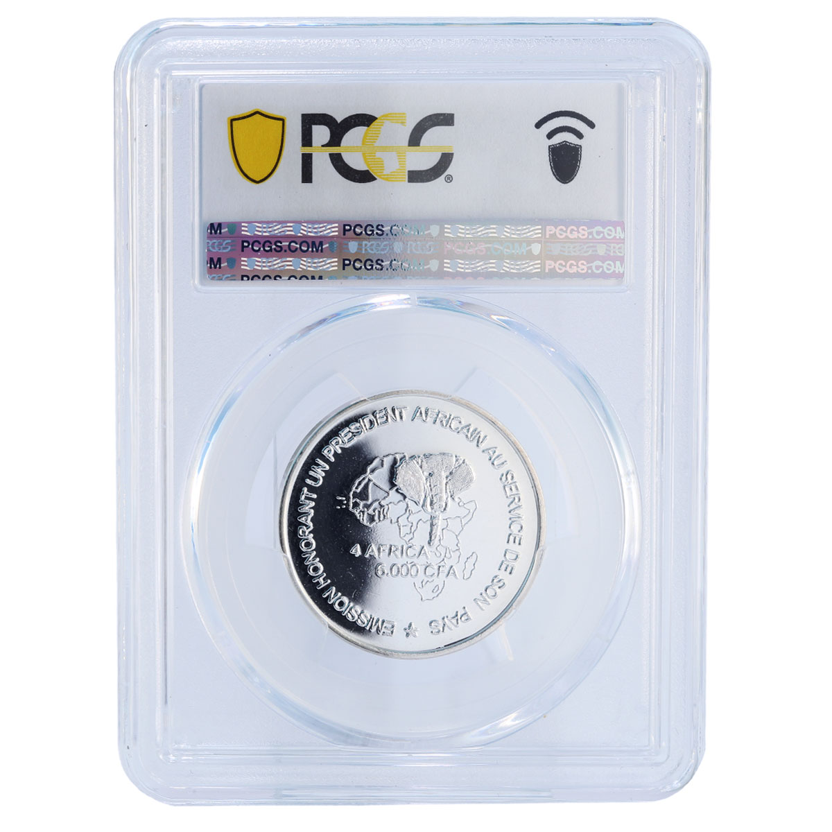 Senegal 6000 francs Pres. Wade Lion 4 Africa Elephant MS68 PCGS silver coin 2007
