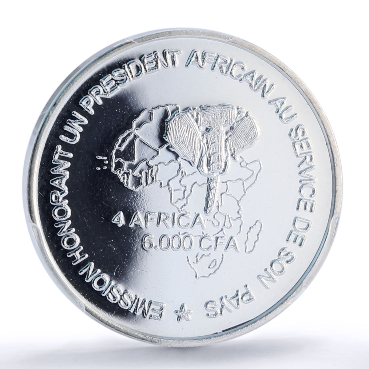 Senegal 6000 francs Pres. Wade Lion 4 Africa Elephant MS68 PCGS silver coin 2007
