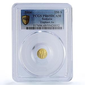 Somalia 250 shillings Elephant African Wildlife Fauna PR69 PCGS gold coin 2004