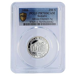 Somalia 250 shillings Elephant African Wildlife Fauna PR70 PCGS silver coin 2006