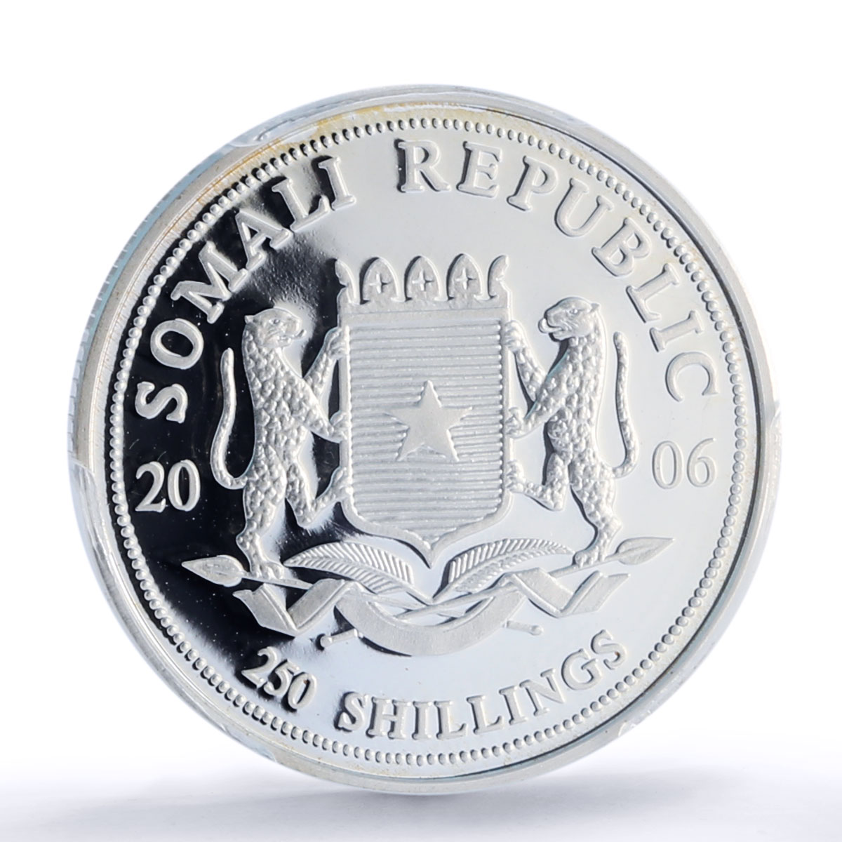 Somalia 250 shillings Elephant African Wildlife Fauna PR70 PCGS silver coin 2006