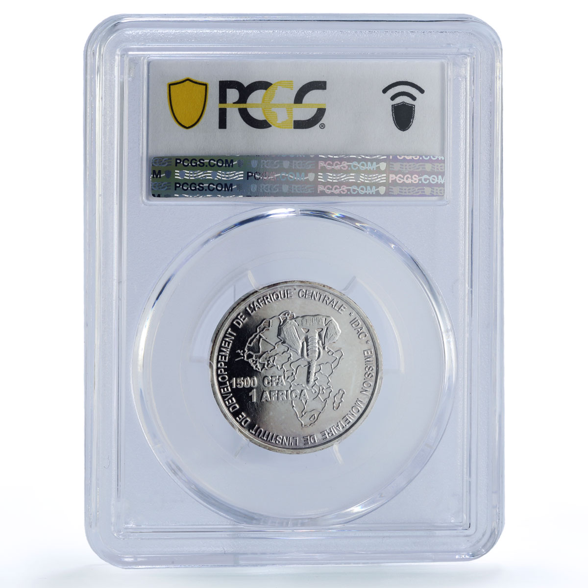 Congo 1500 CFA Katanga Cross IDAC 1 Africa Elephant MS68 PCGS silver coin 2005