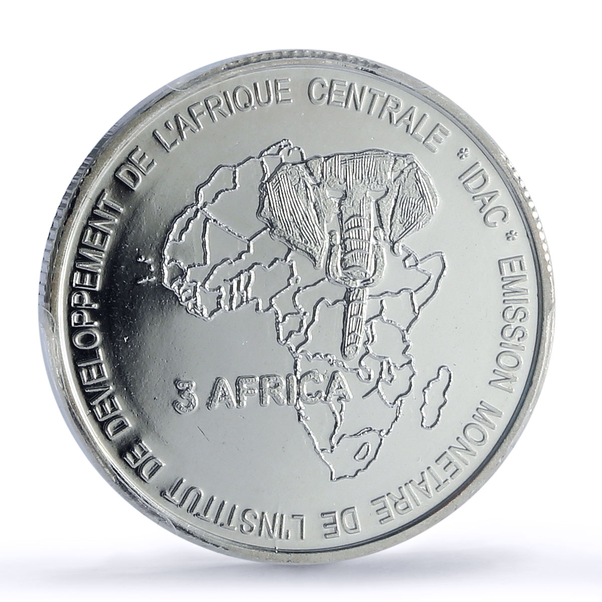 Gabon 4500 francs John Paul II IDAC 3 Africa Elephant MS67 PCGS silver coin 2007