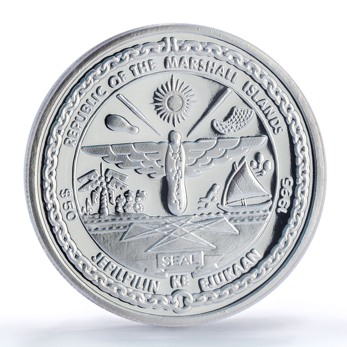 Marshall Islands 50 dollars Peace United Nations UN PR70 PCGS silver coin 1995