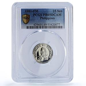 Philippines 25 sentimos Republic Coinage Juan Luna PR69 PCGS CuNi coin 1981