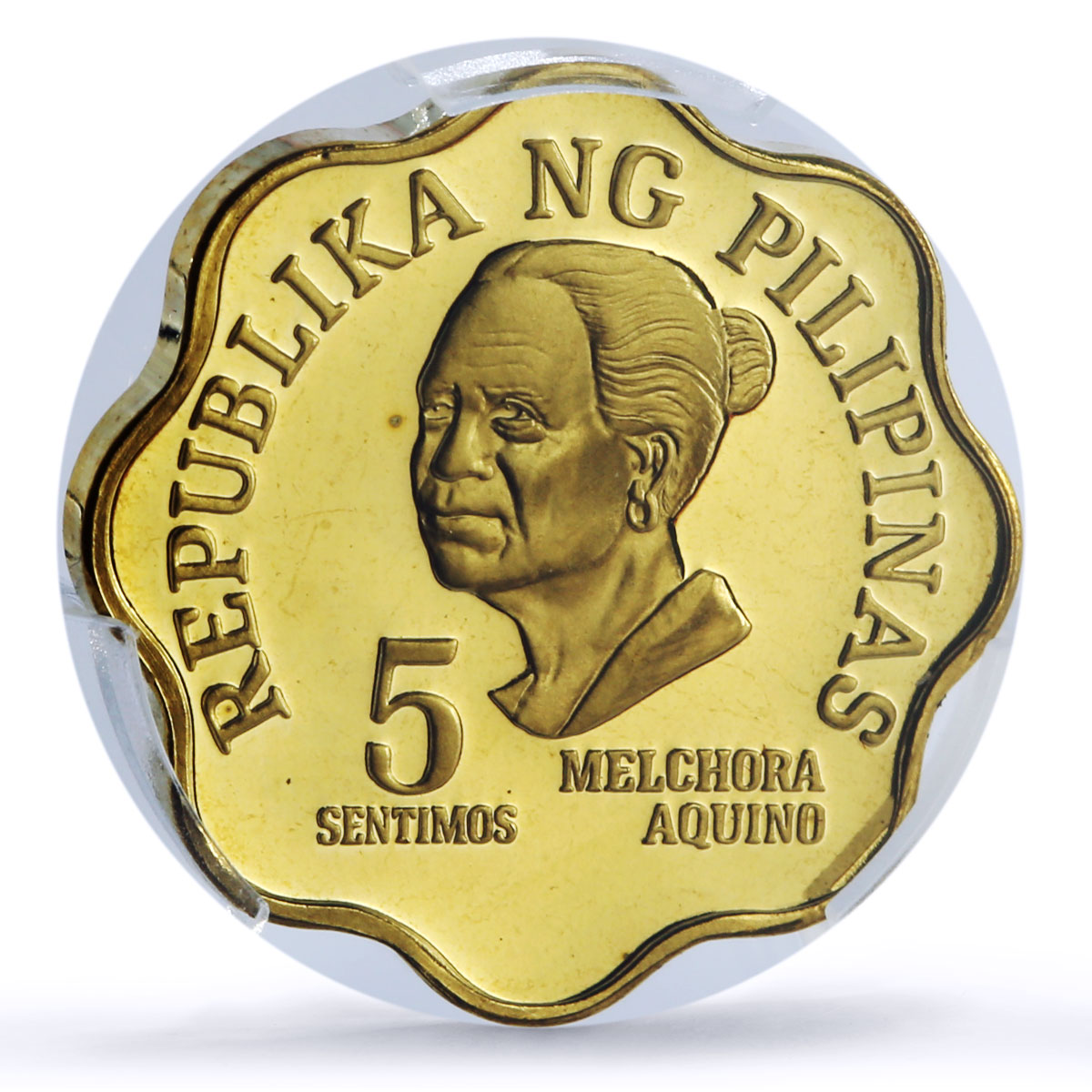 Philippines 5 sentimo Republic Coinage Melchora Aquino PR69 PCGS brass coin 1981