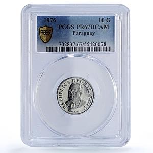 Paraguay 10 guaranies Republic Coinage Cow Head PR67 PCGS NiSteel coin 1976