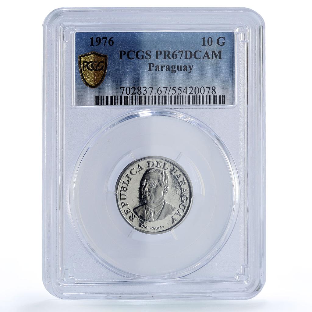 Paraguay 10 guaranies Republic Coinage Cow Head PR67 PCGS NiSteel coin 1976