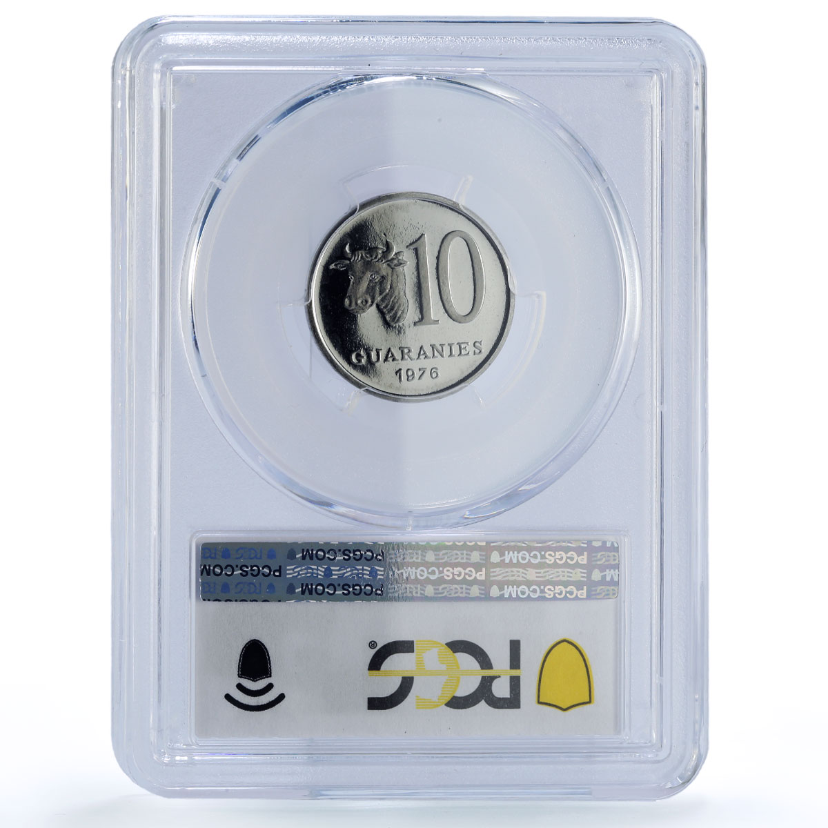 Paraguay 10 guaranies Republic Coinage Cow Head PR67 PCGS NiSteel coin 1976