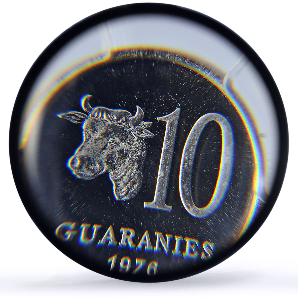 Paraguay 10 guaranies Republic Coinage Cow Head PR67 PCGS NiSteel coin 1976