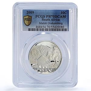 South Africa 10 cents Maloti Drakensberg Horseman PR70 PCGS silver coin 2009