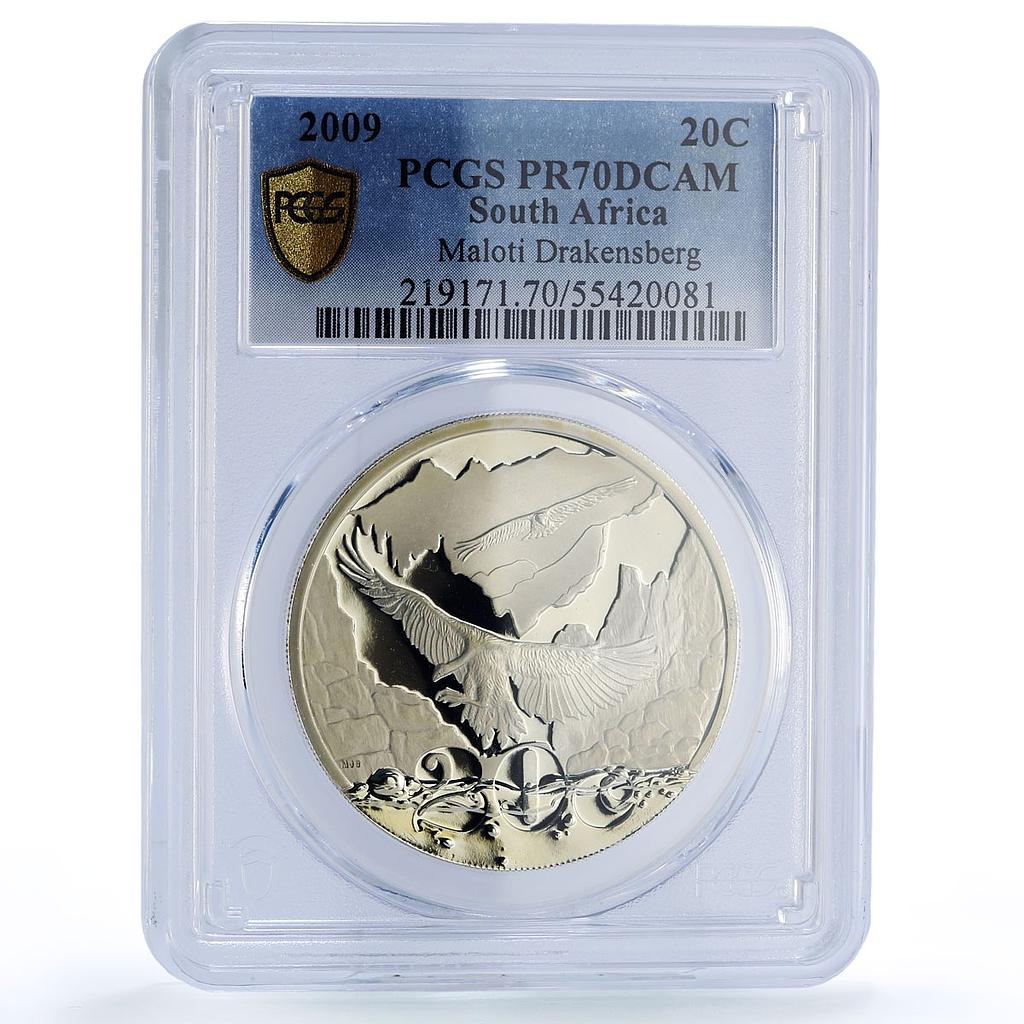 South Africa 20 cents Maloti Drakensberg Vulture Bird PR70 PCGS silver coin 2009