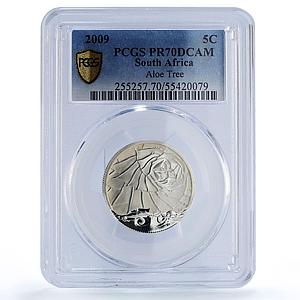 South Africa 5 cents Maloti Drakensberg Aloe Tree PR70 PCGS silver coin 2009