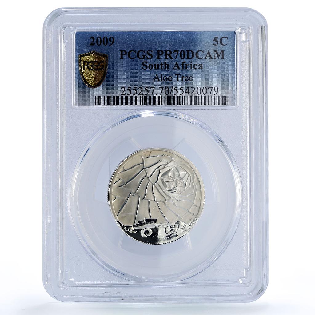 South Africa 5 cents Maloti Drakensberg Aloe Tree PR70 PCGS silver coin 2009