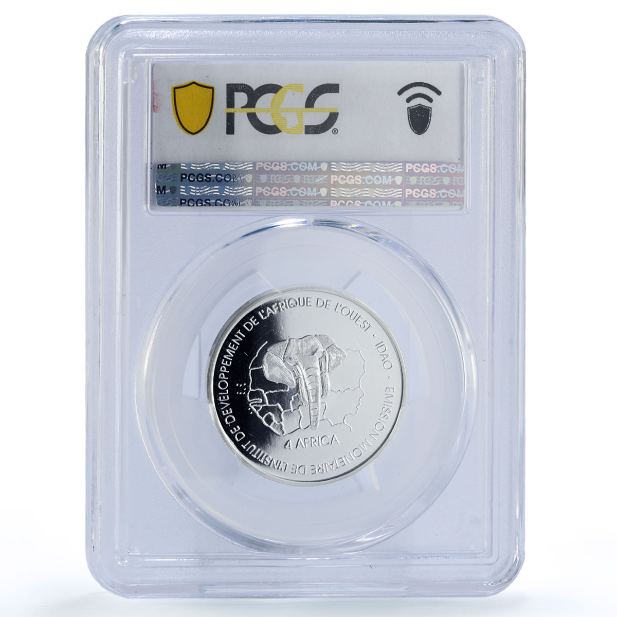 Benin 6000 francs John Paul II IDAO 4 Africa Elephant MS67 PCGS silver coin 2005