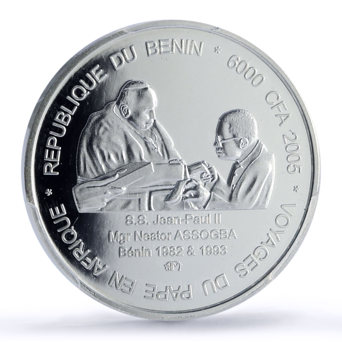 Benin 6000 francs John Paul II IDAO 4 Africa Elephant MS67 PCGS silver coin 2005