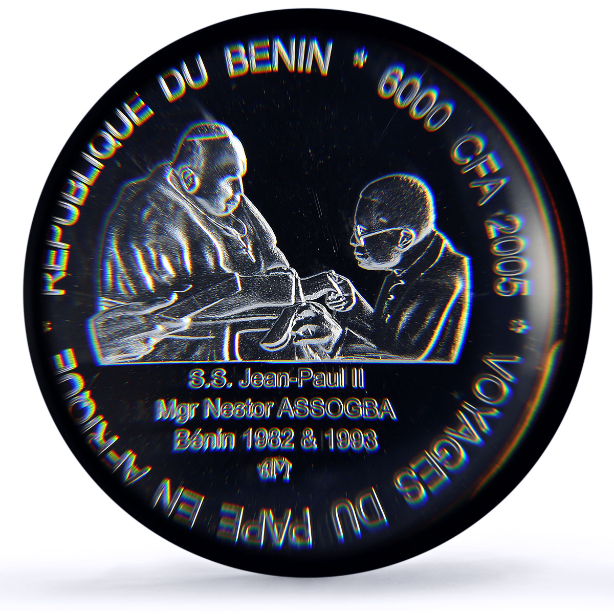 Benin 6000 francs John Paul II IDAO 4 Africa Elephant MS67 PCGS silver coin 2005
