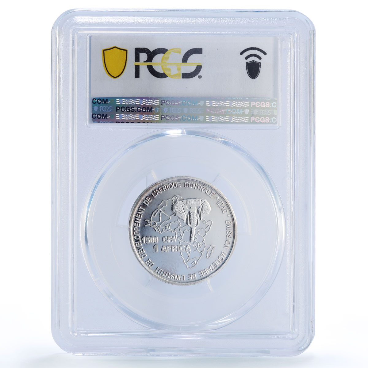 Centr. African Republic 1500 CFA Lances IDAC 1 Africa MS69 PCGS silver coin 2005