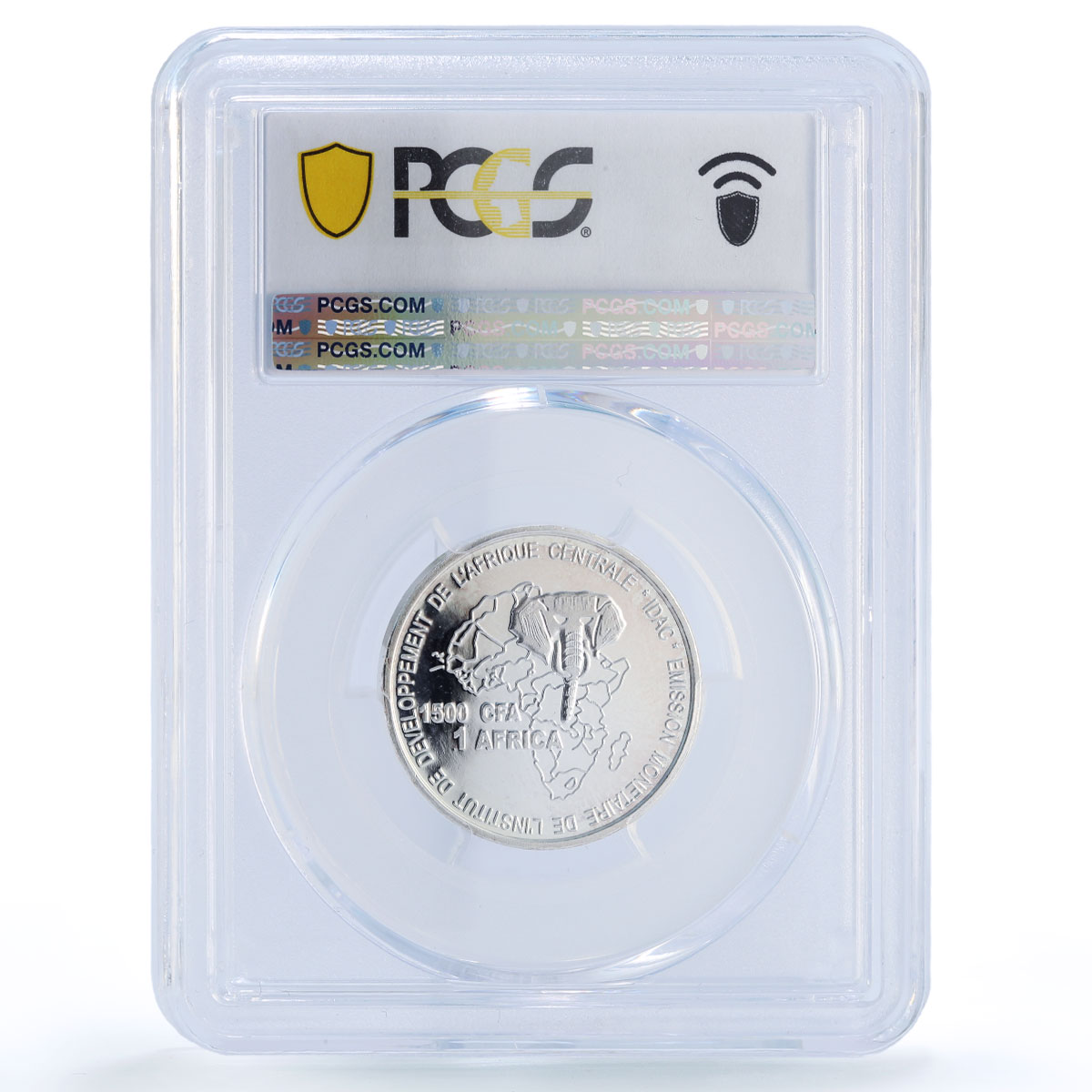 Cameroon 1500 francs Mambila IDAC 1 Africa Elephant MS67 PCGS silver coin 2005