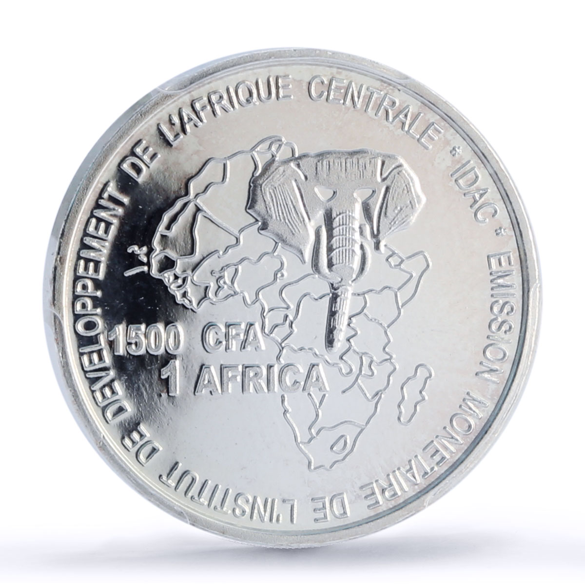 Cameroon 1500 francs Mambila IDAC 1 Africa Elephant MS67 PCGS silver coin 2005