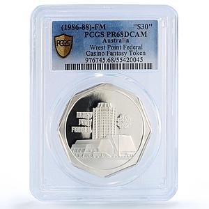 Australia Wrest Point Casino Fantasy Token PR68 PCGS silver 1986 - 1988 FM