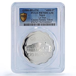 Spain La Toja Casino Fantasy Token 4000 Pesetas PR70 PCGS silver 1986 - 1988 FM