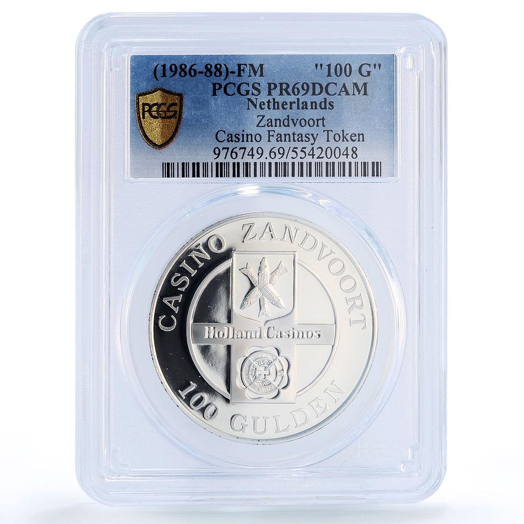 Netherlands Zandvoort Casino Fantasy Token PR69 PCGS silver 1986 - 1988 FM