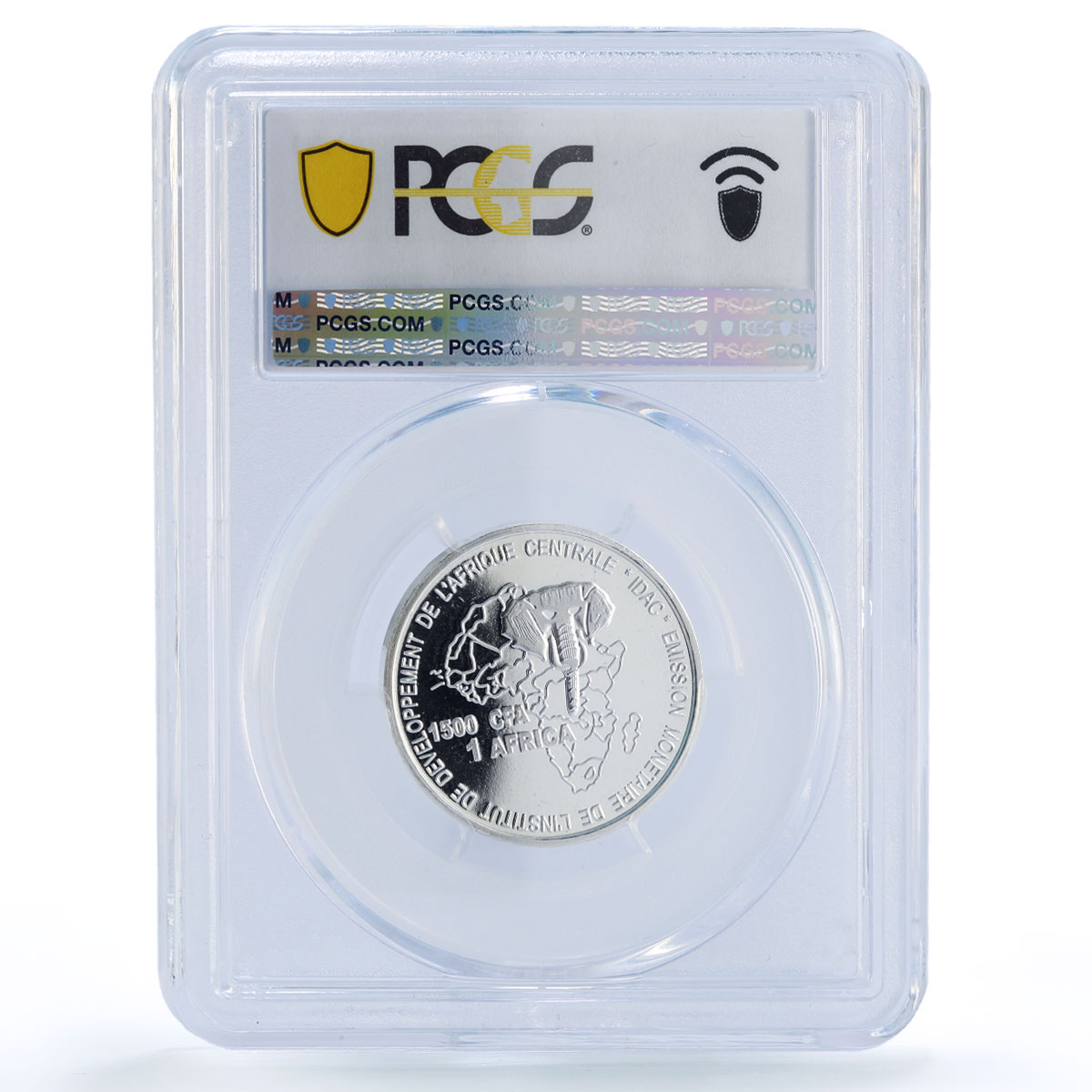 Gabon 1500 CFA Throwing Knife IDAC 1 Africa Elephant MS69 PCGS silver coin 2005