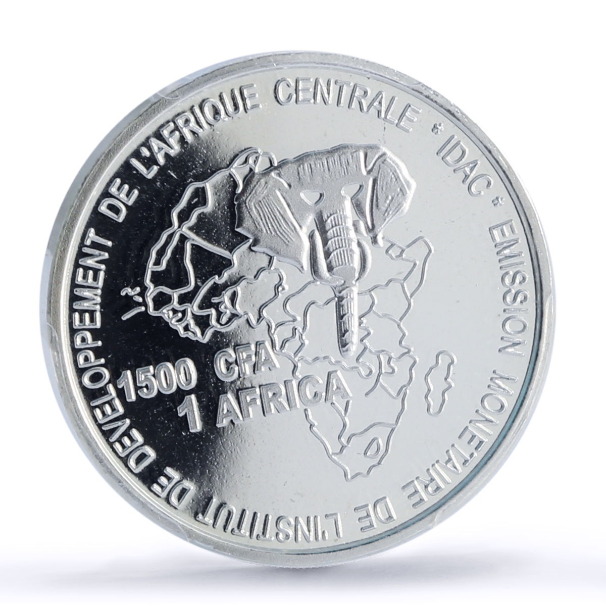 Gabon 1500 CFA Throwing Knife IDAC 1 Africa Elephant MS69 PCGS silver coin 2005