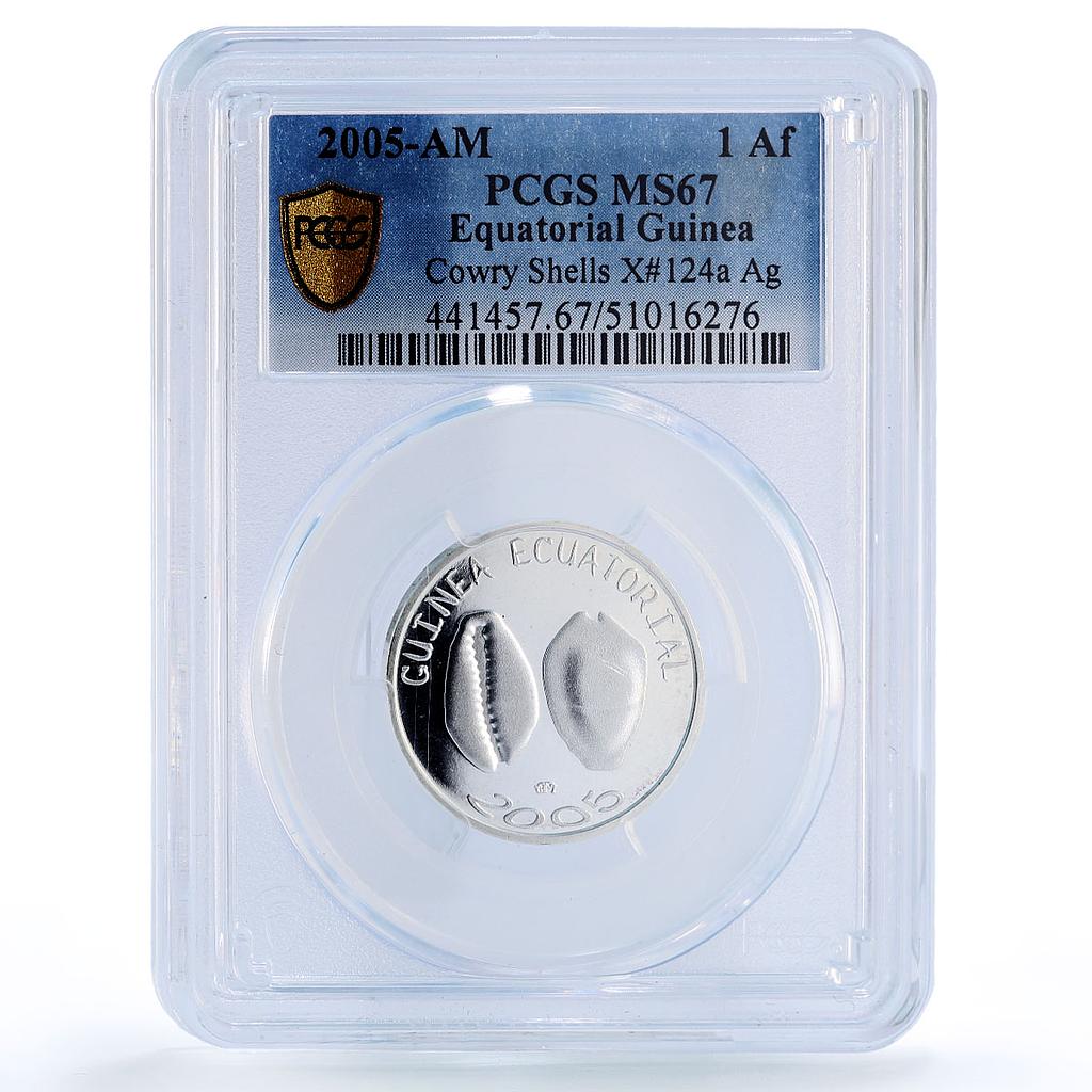 Equatorial Guinea 1500 CFA Cowry Shells IDAC 1 Africa MS67 PCGS silver coin 2005