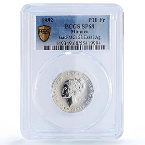 Monaco 10 francs Rainier III Princess Grace Essai SP68 PCGS silver coin 1982