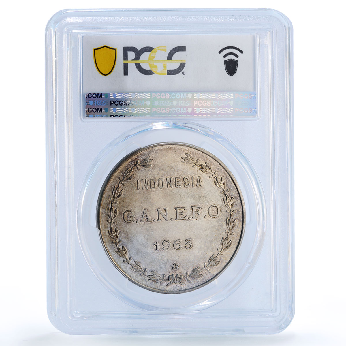 Mexico Lopez Mateos Indonesia Ganefo Games Olympics MS63 PCGS silver medal 1963